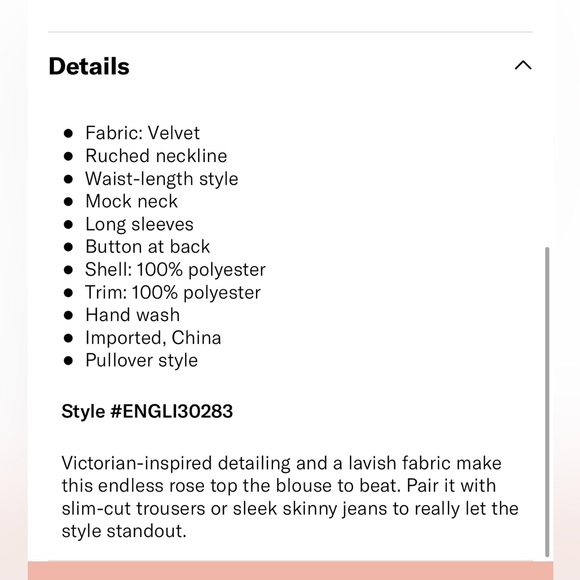 NWOT Endless Rose mock neck top in Navy. - Picture 9 of 10